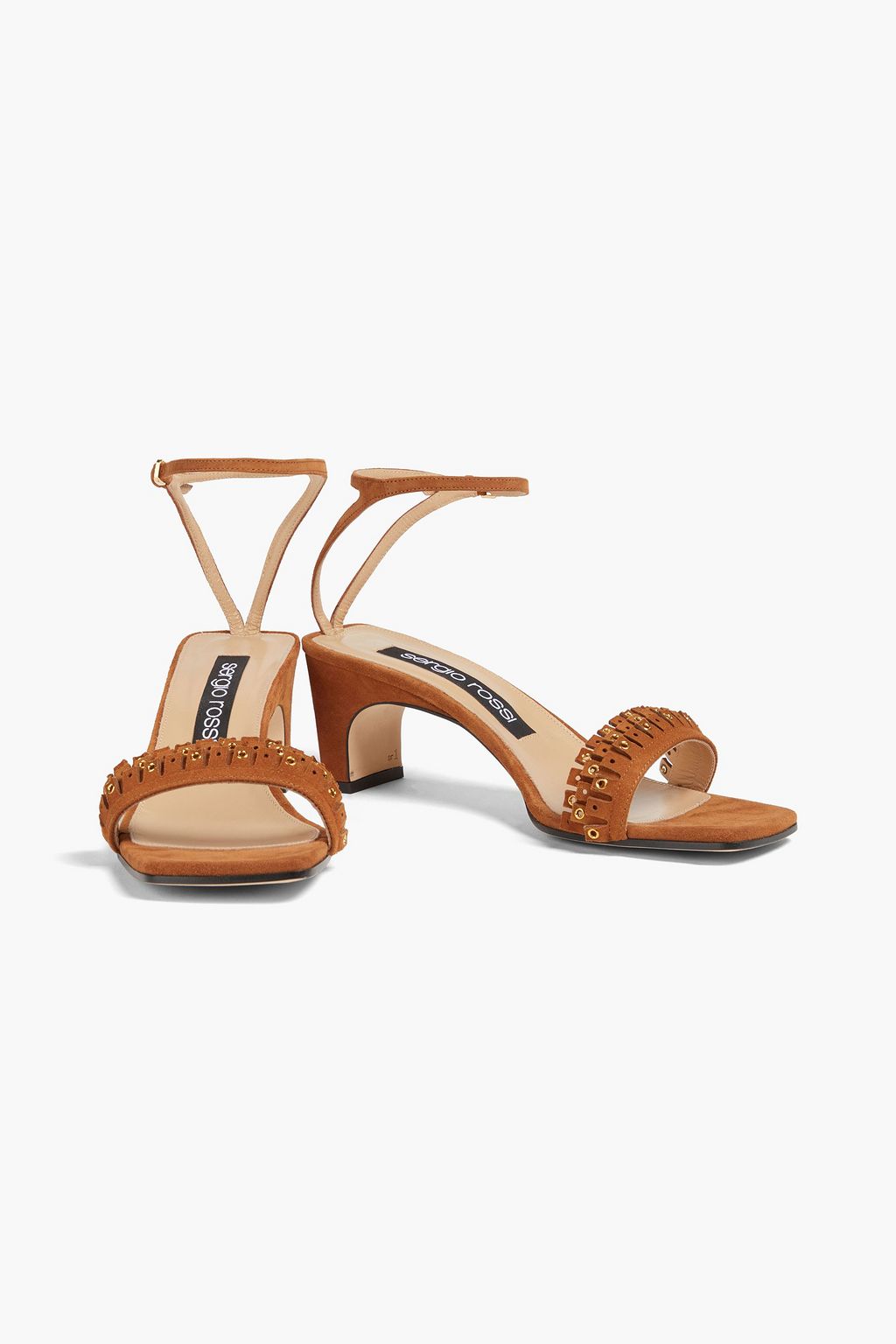 SERGIO ROSSI Eyelet-embellished suede sandals