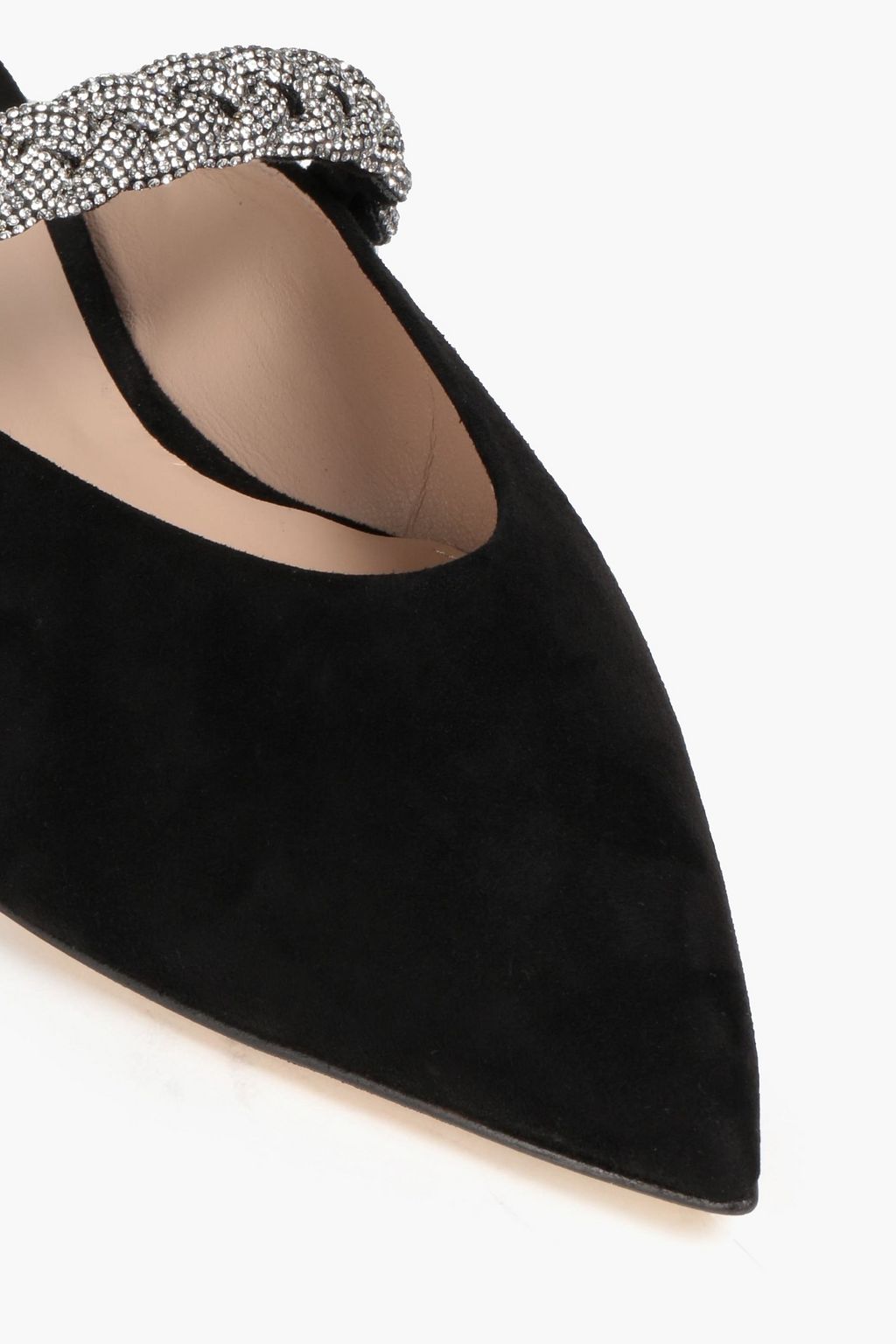 STUART WEITZMAN Addison crystal-embellished suede slippers