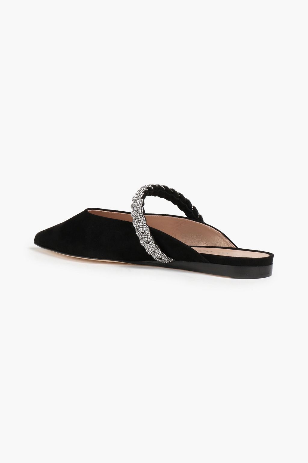 STUART WEITZMAN Addison crystal-embellished suede slippers