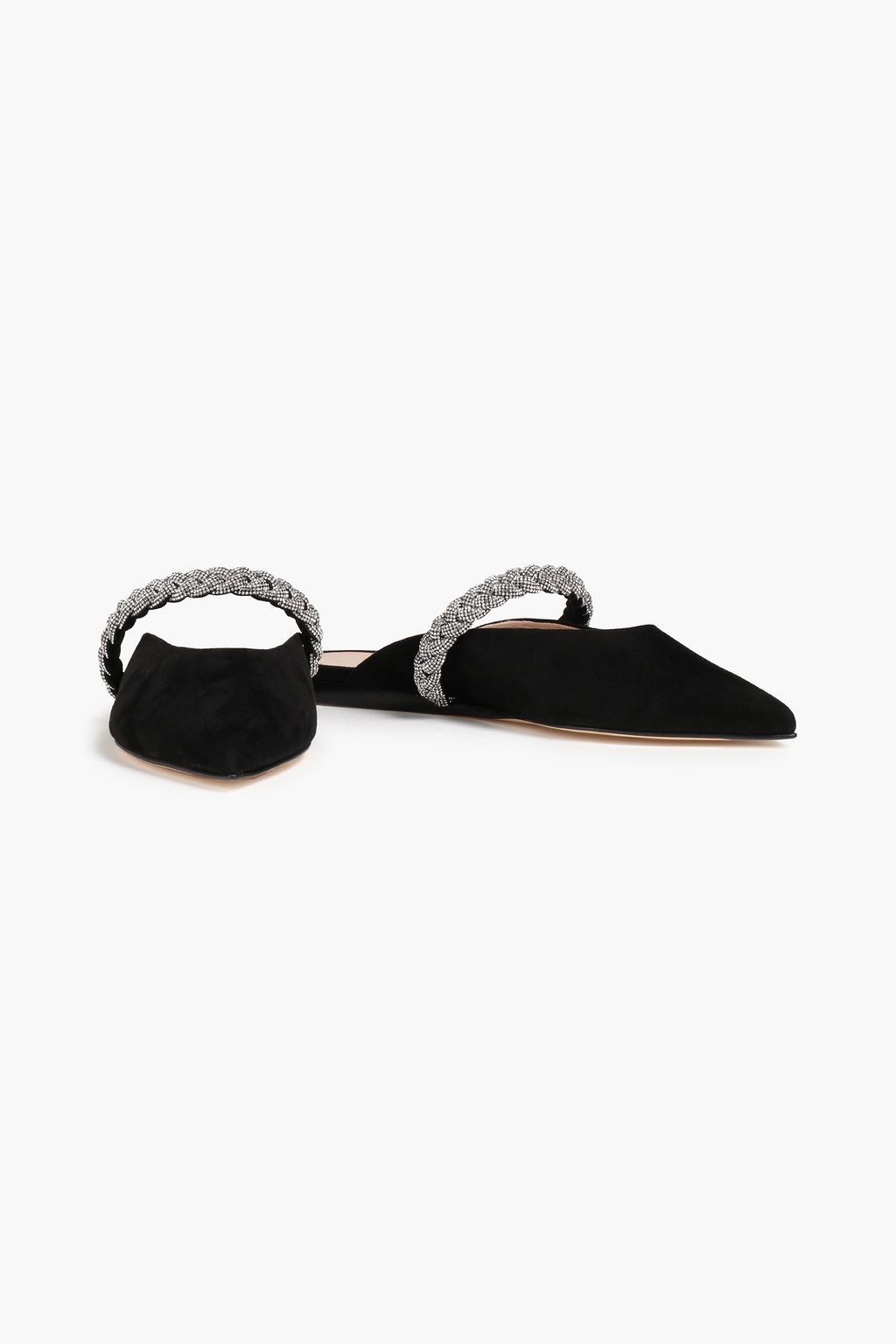 STUART WEITZMAN Addison crystal-embellished suede slippers