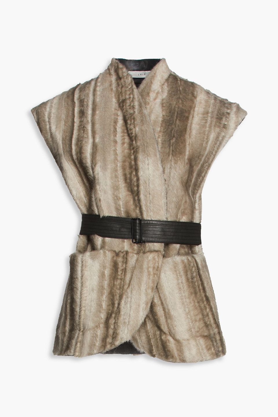 Lvir Belted Faux Fur Waistcoat In Brown