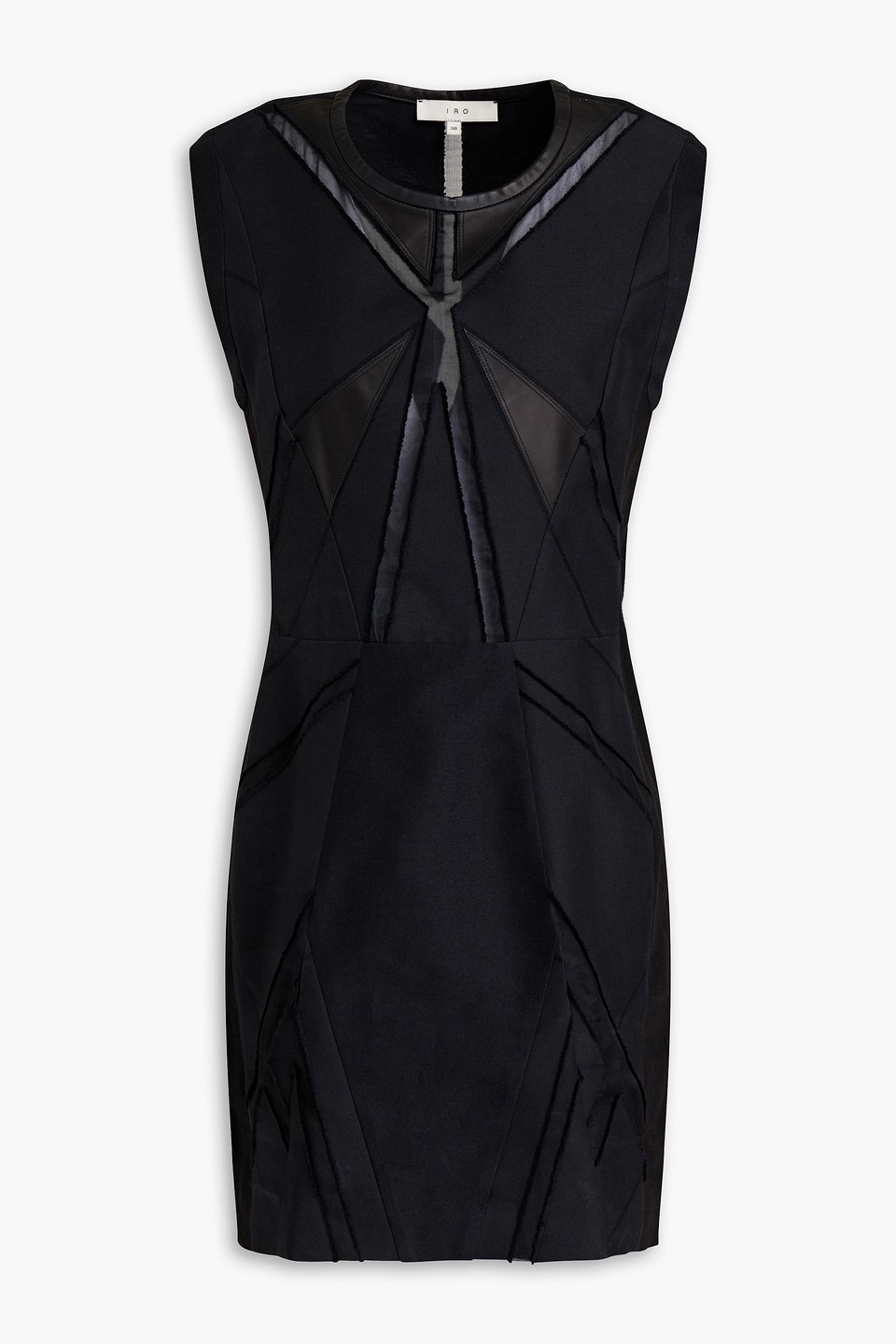 Ambre leather-trimmed cotton and silk-blend and organza mini dress