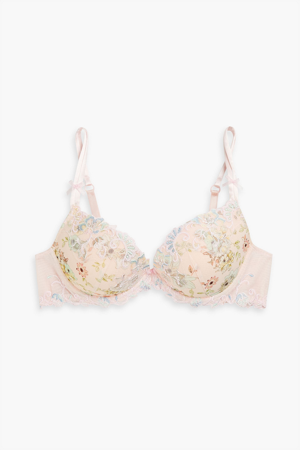 Lise Charmel Embroidered Stretchtulle Pushup Bra In Pastel Pink