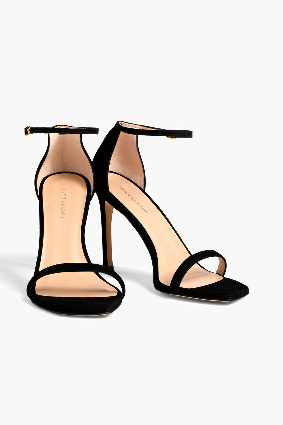 Stuart Weitzman Amelina 85 Suede Sandals In Black