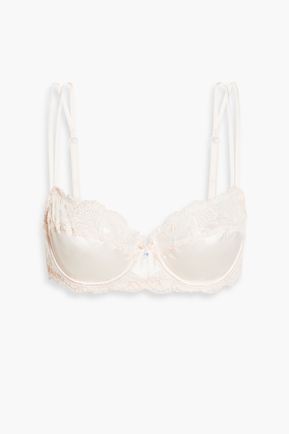 Lise Charmel Embroidered tulle-paneled satin balconette bra