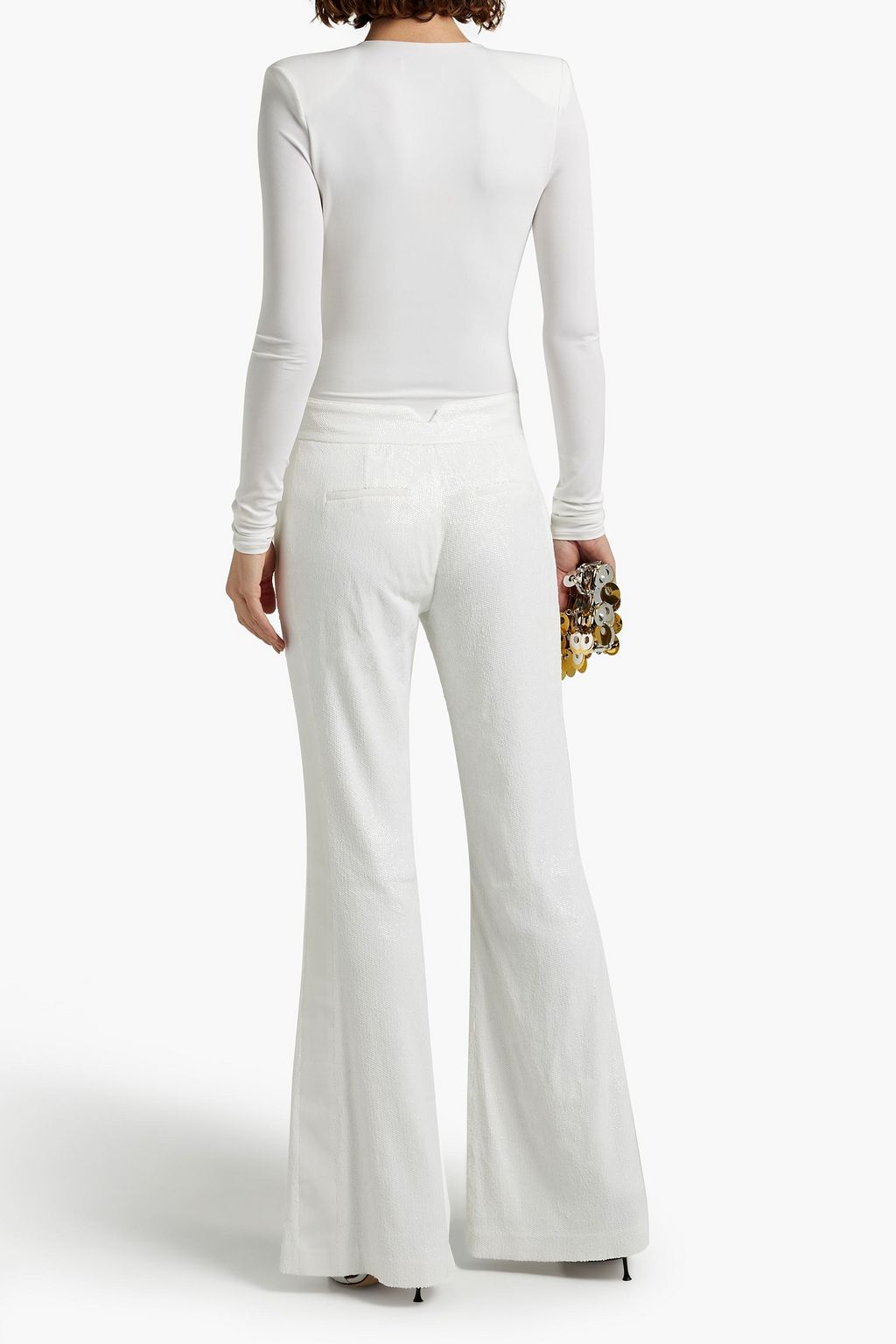 RACHEL ZOE Faille-paneled sequined woven wide-leg pants