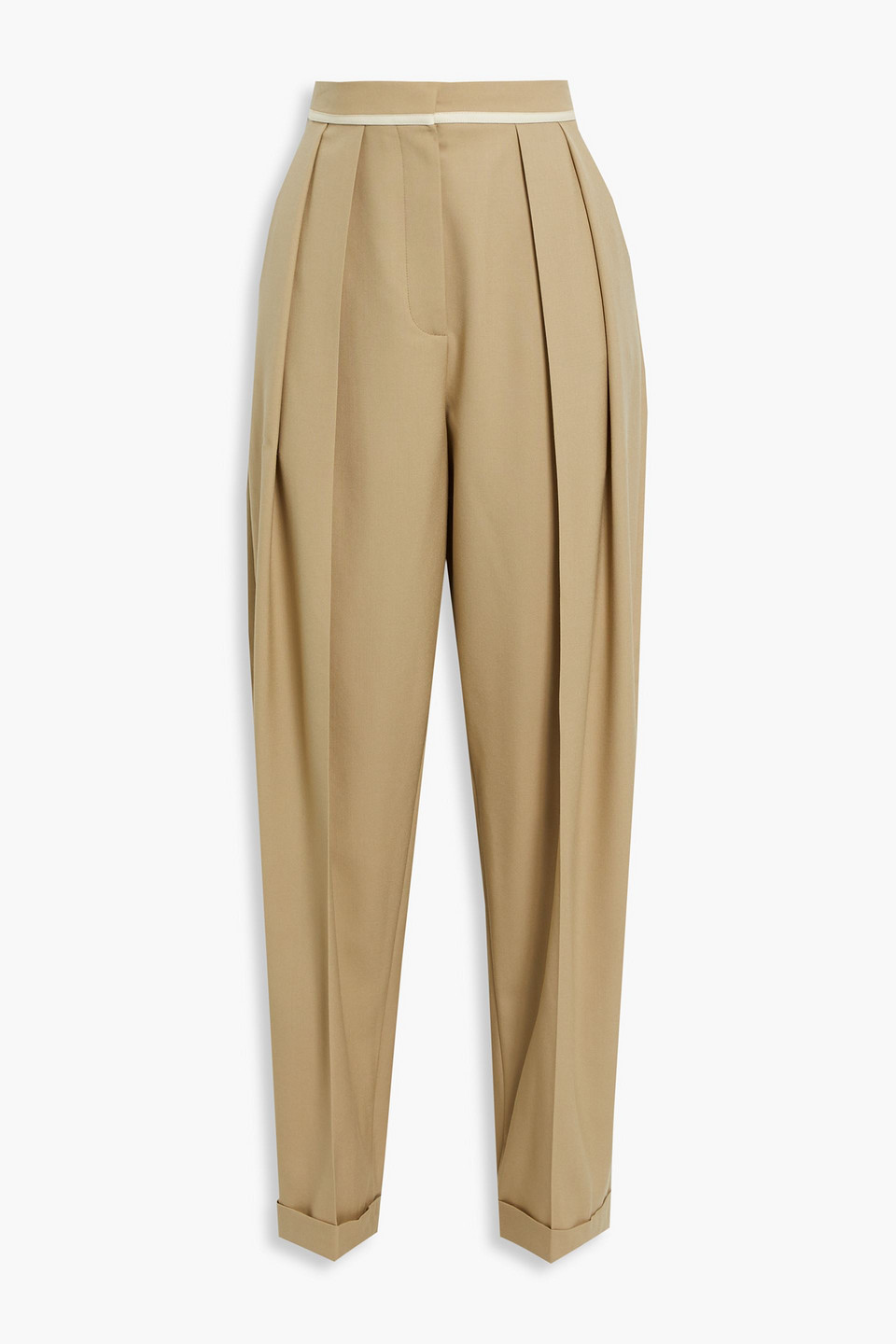 Stella Mccartney Ariana Pleated Grain De Poudre Wool Tapered Pants In Sand