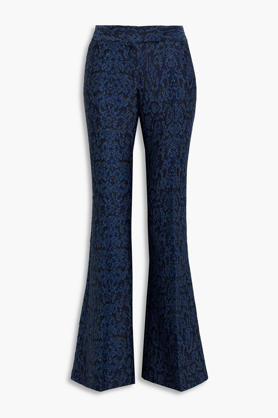 Lorette snake-print jacquard flared pants