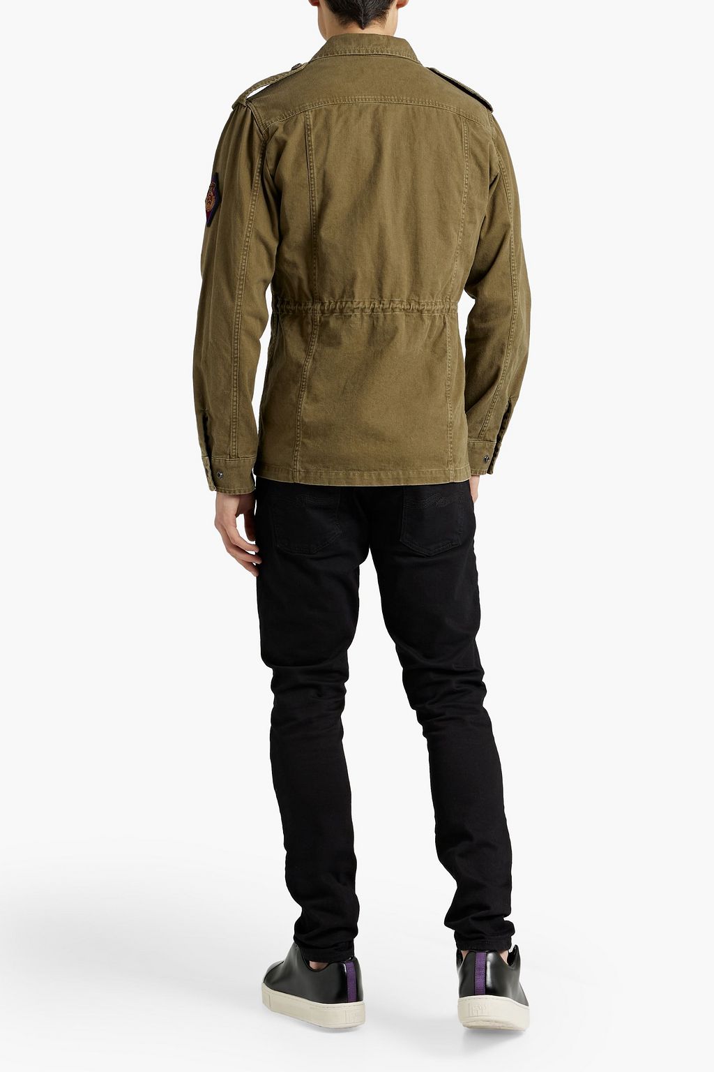 SAINT LAURENT Appliquéd cotton and ramie-blend gabardine parka