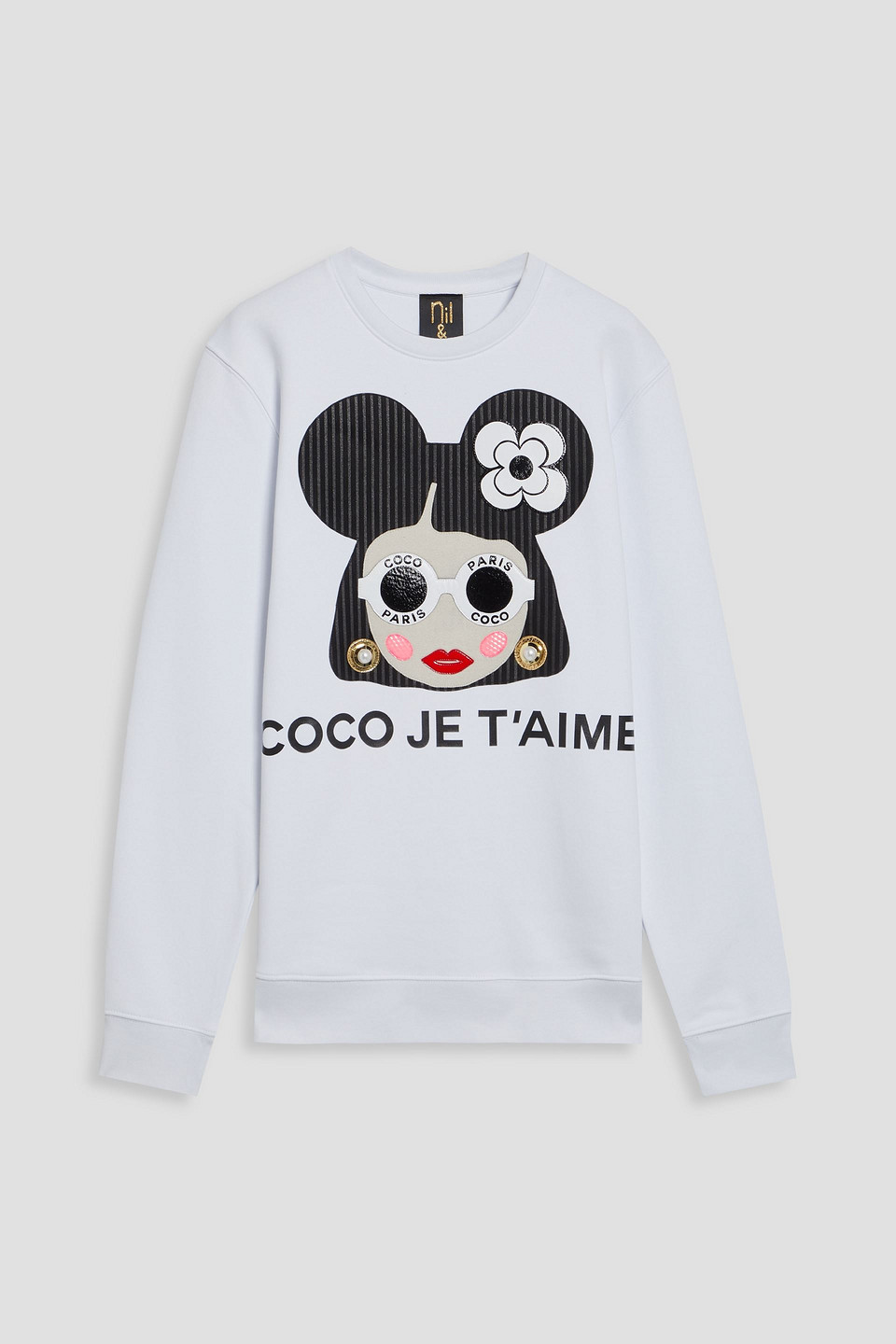 Nil & Mon Appliquéd Cotton-blend Fleece Sweatshirt In White
