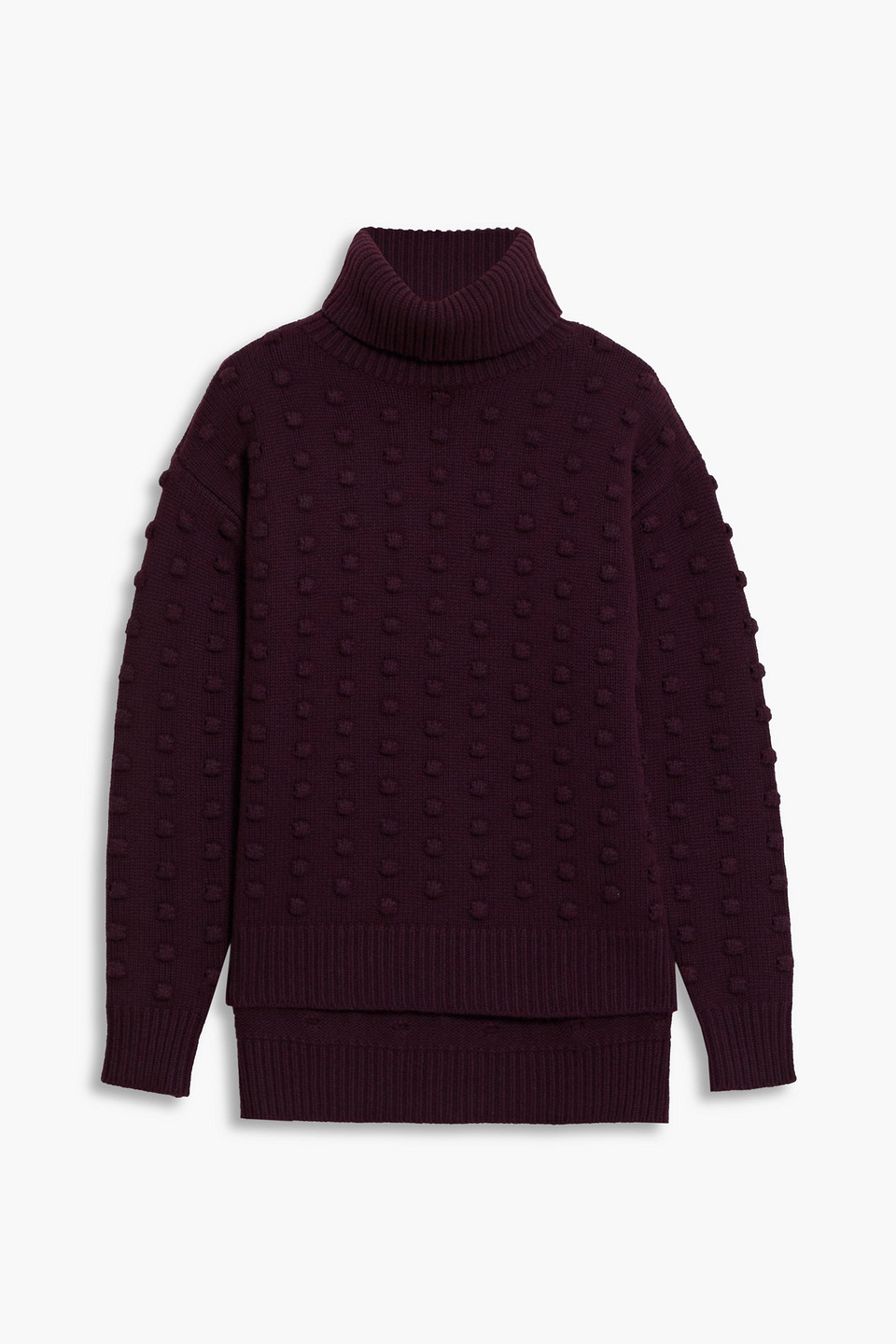 Lela Rose Pompom-embellished wool and cashmere-blend turtleneck sweater