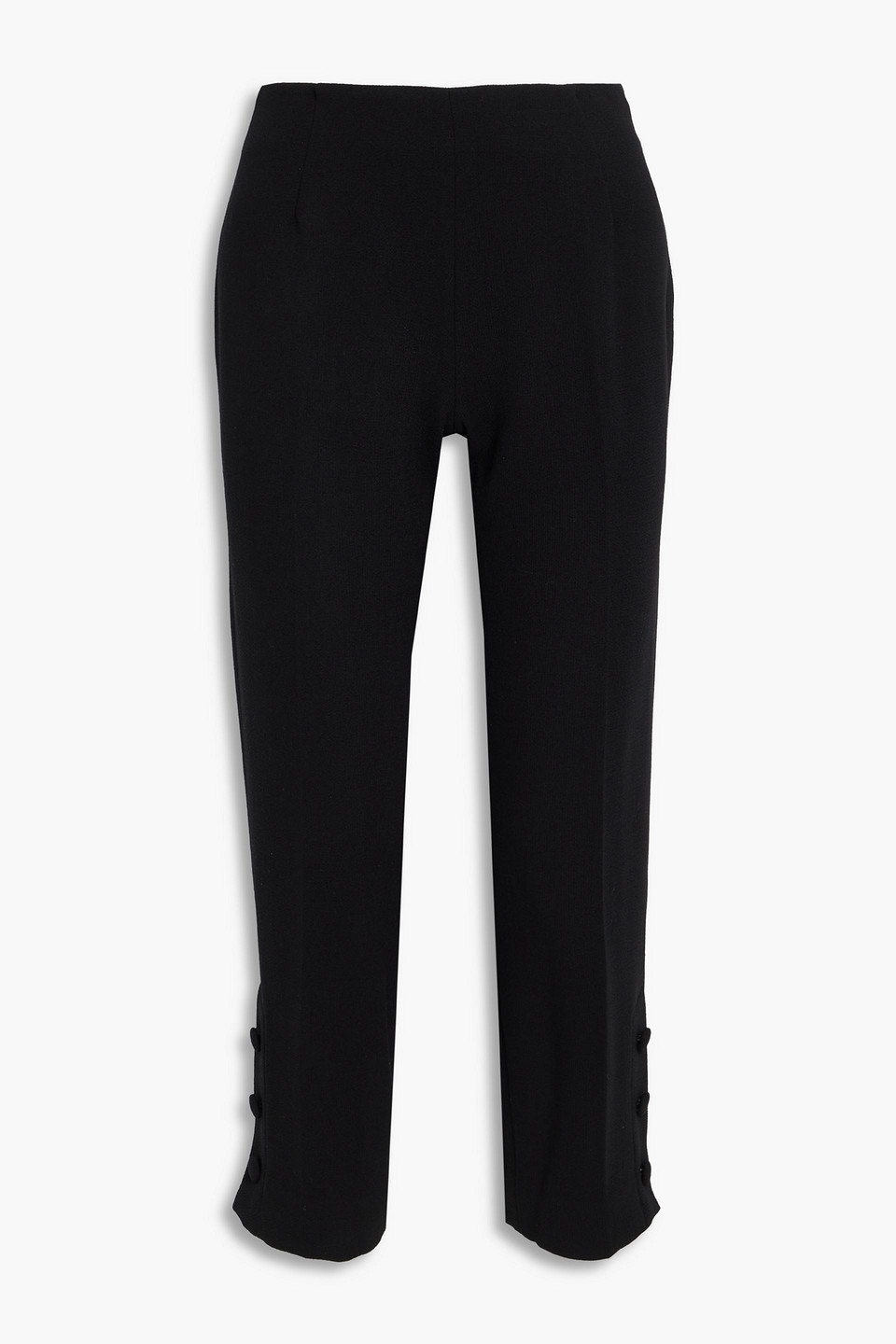 lela rose - cropped crepe straight-leg pants - black - us 12