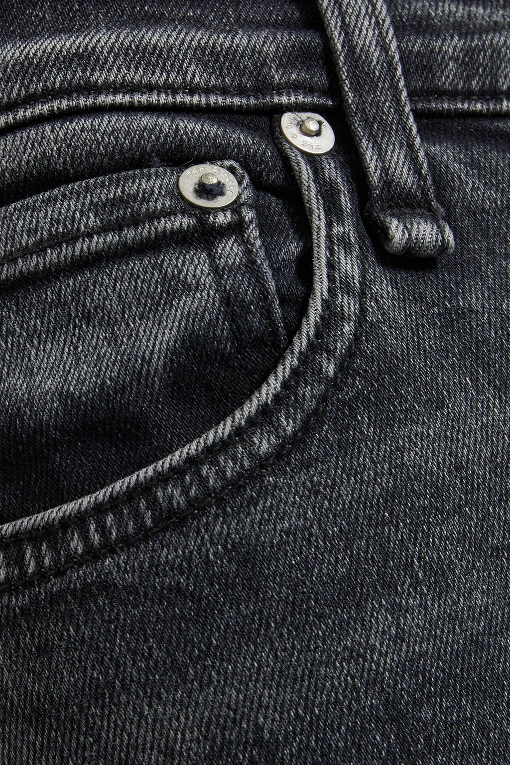RAG & BONE بنطلون جينز سكيني ’كايت’ بخصر متوسط الارتفاع ولون باهت