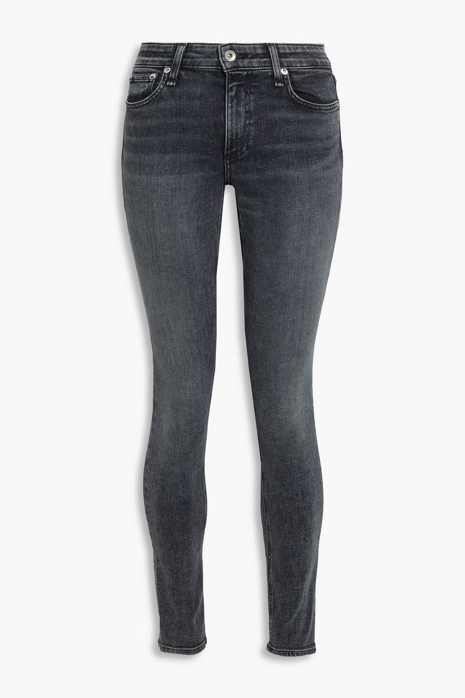 rag & bone - cate faded mid-rise skinny jeans - black - 23