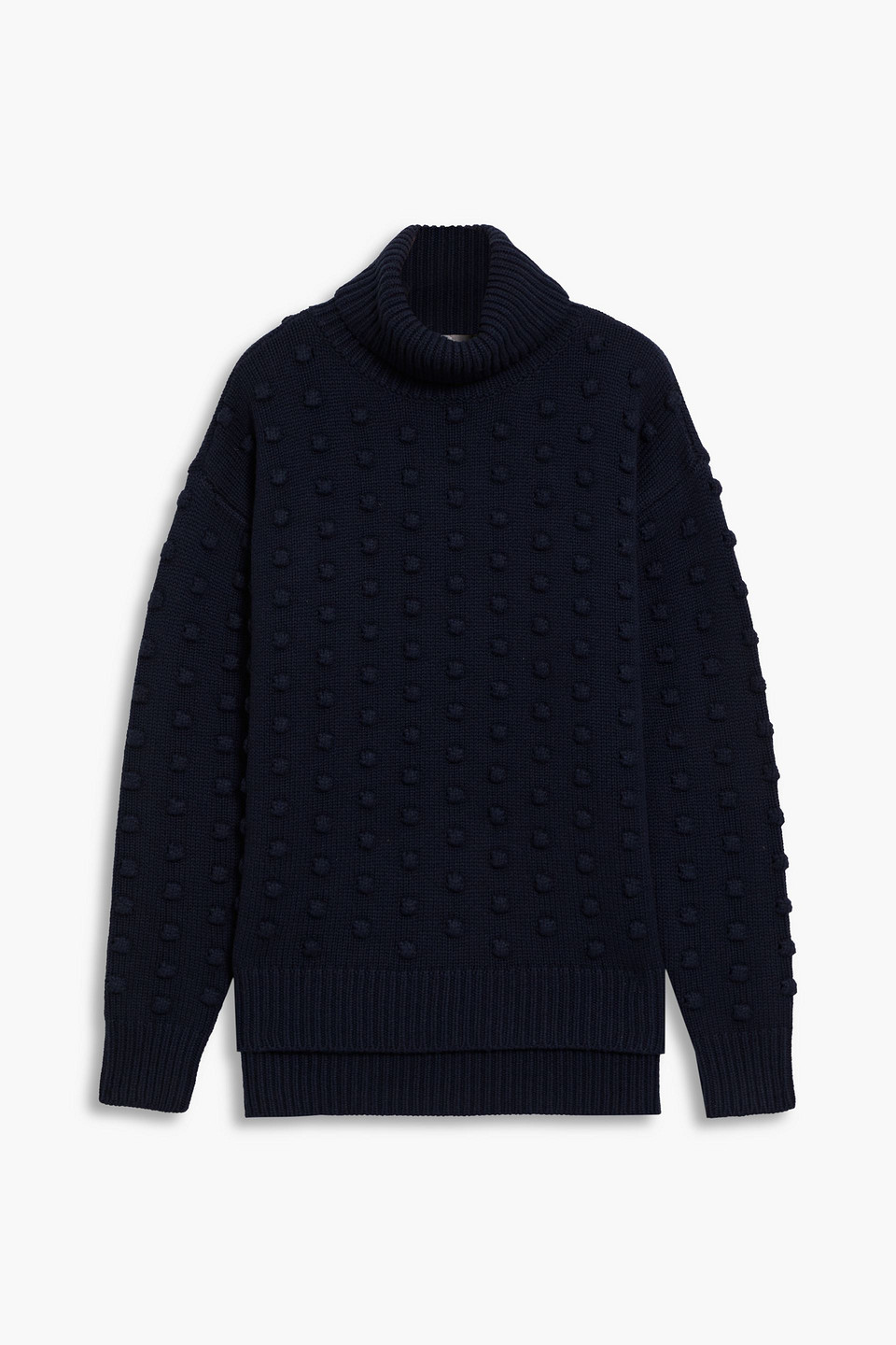 Lela Rose Pompom-embellished wool and cashmere-blend turtleneck sweater