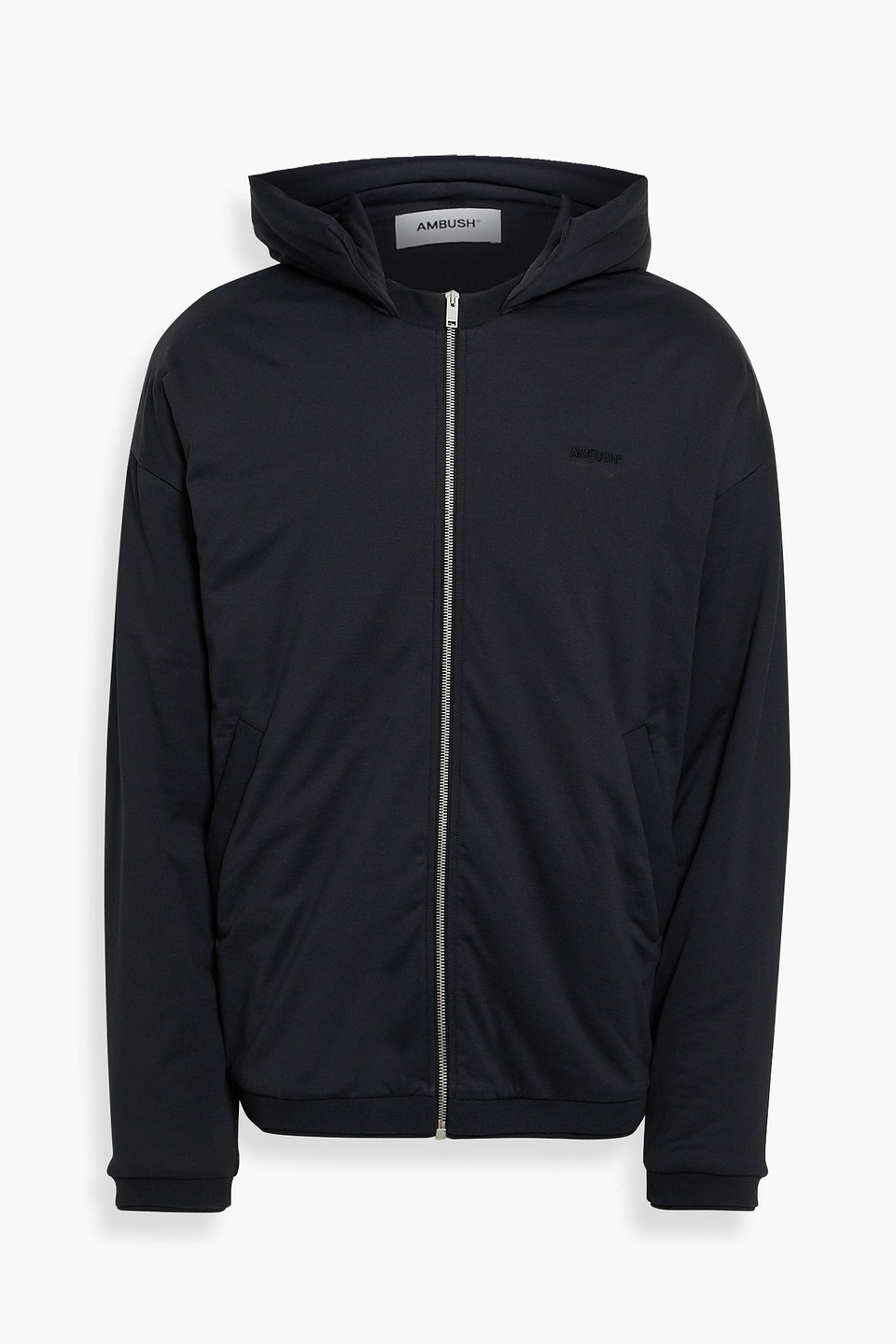 Ambush Logo-embroidered Padded Cotton Zip-up Hoodie In Black