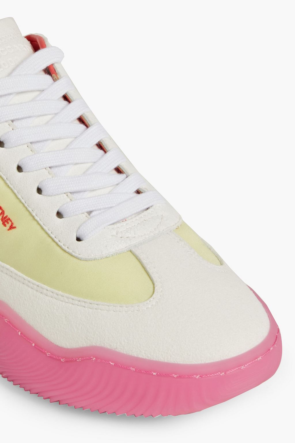 STELLA MCCARTNEY Logo-embroidered color-block shell and faux suede sneakers
