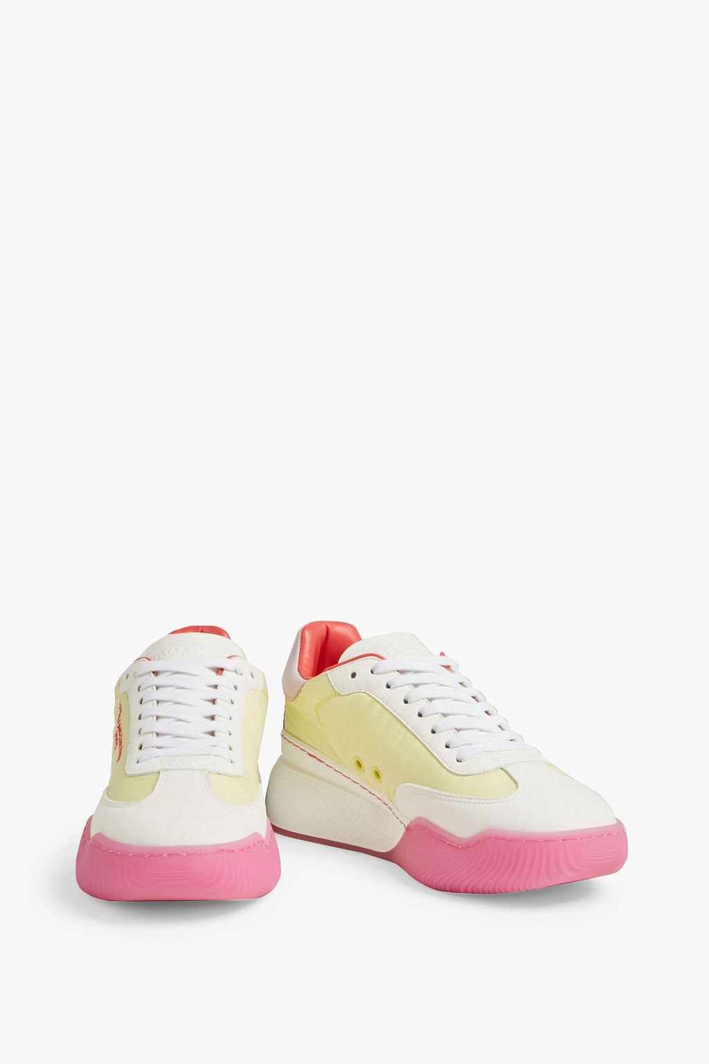 STELLA MCCARTNEY Logo-embroidered color-block shell and faux suede sneakers