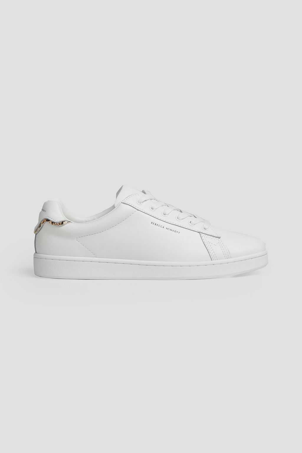 REBECCA MINKOFF Stacey snake effect-trimmed leather sneakers | THE OUTNET