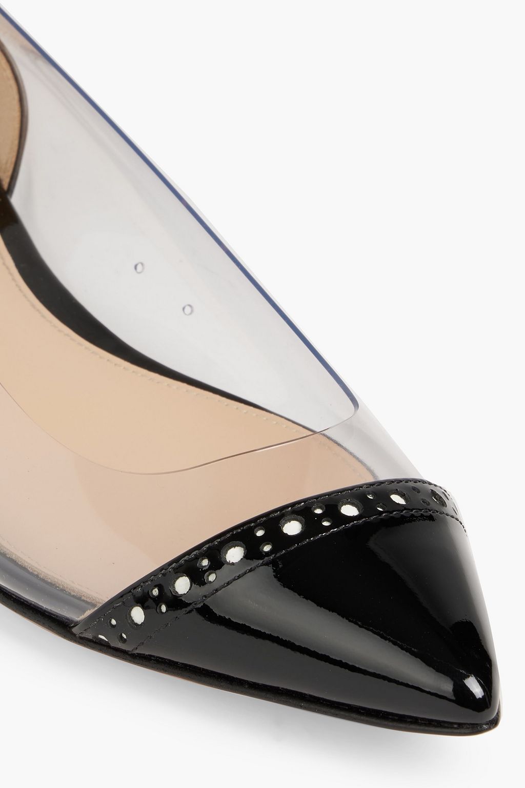 GIANVITO ROSSI Macy 05 laser-cut patent-leather and PVC point-toe flats