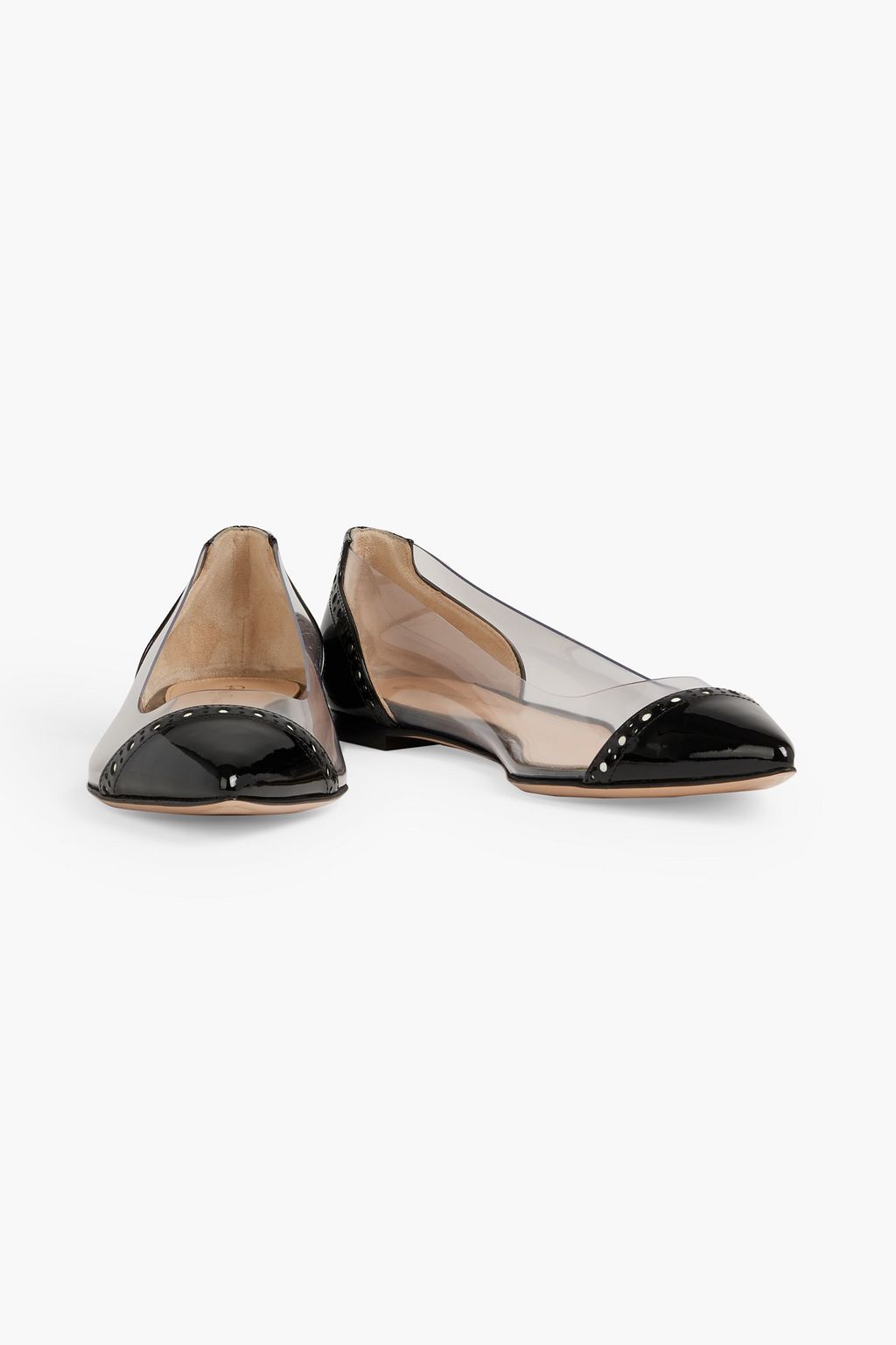 GIANVITO ROSSI Macy 05 laser-cut patent-leather and PVC point-toe flats