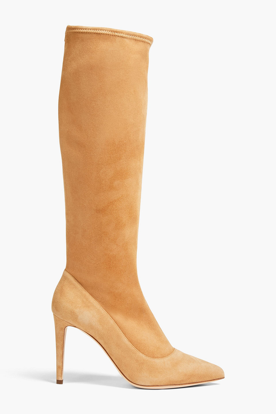 Sergio Rossi Stretch-suede Knee Boots In Camel