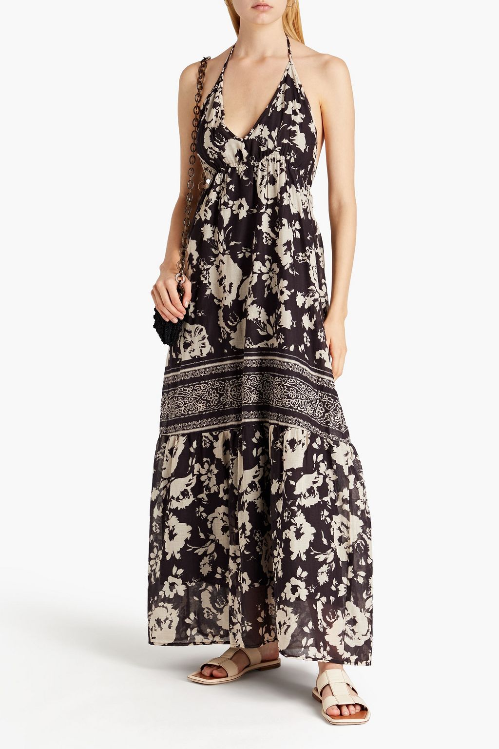 BA&SH Downtown Maxikleid aus Baumwollgaze mit floralem Print