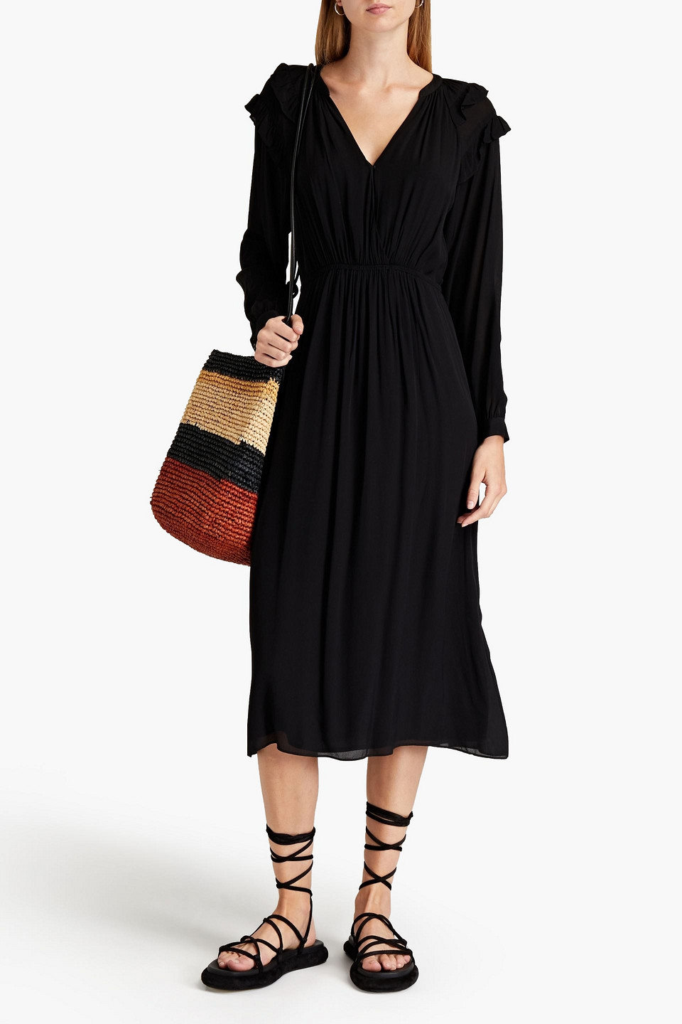 Ba&sh Ulla Wrap-effect Mousseline Midi Dress