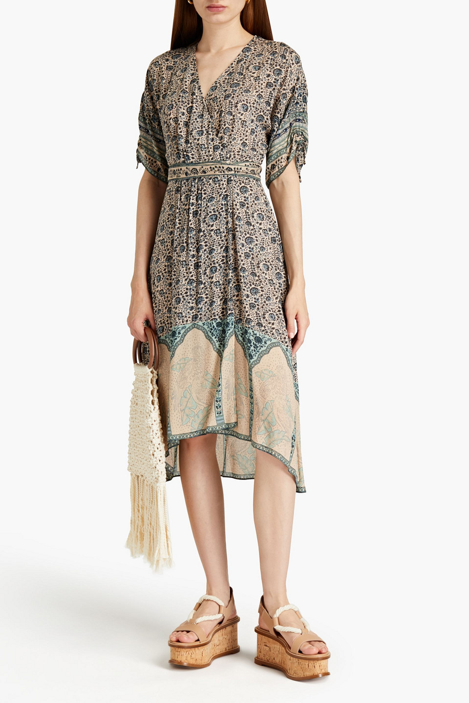 Ba&sh Tie-back Floral-print Mousseline Wrap Dress In Multi