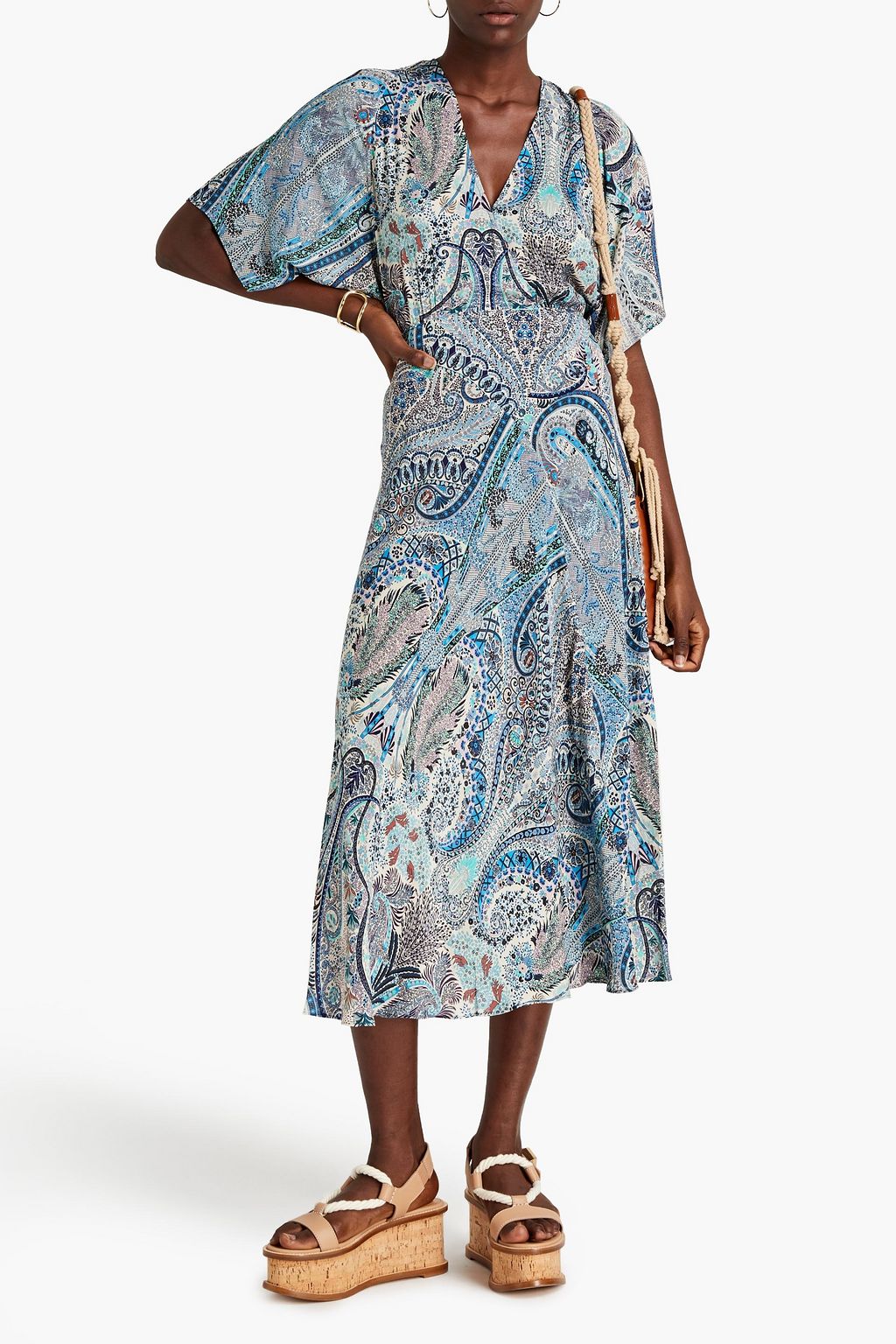 BA&SH Tieback paisleyprint mousseline midi dress THE