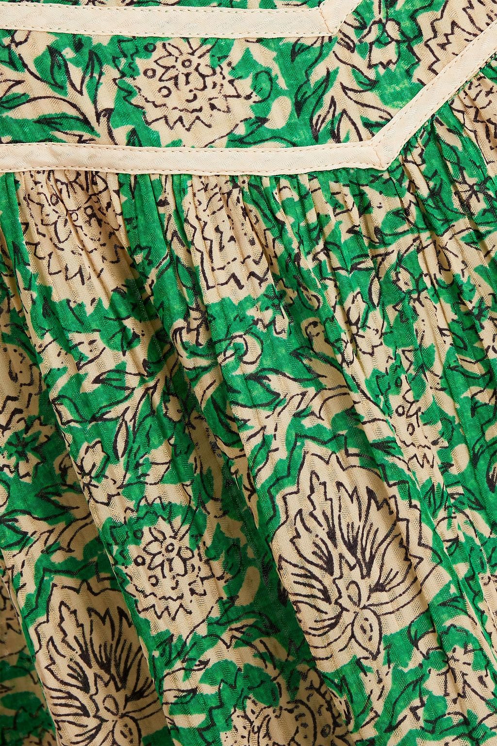 BA&SH Peio ruffled floral-print jacquard top
