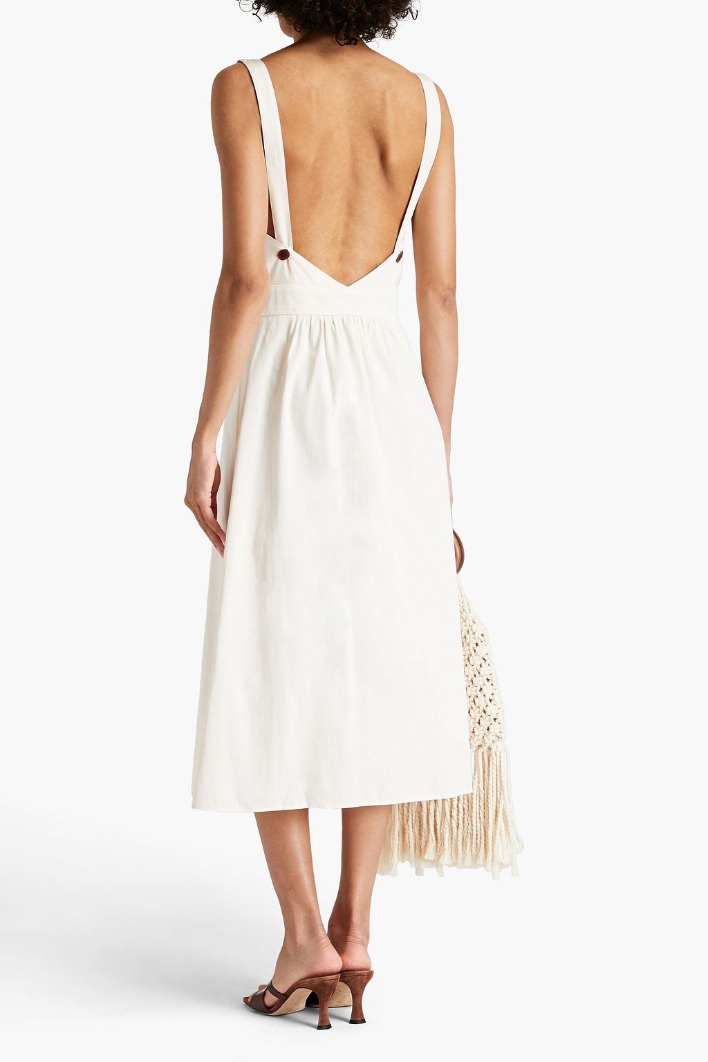 BA&SH Open-back gathered cotton-poplin midi dress | THE OUTNET