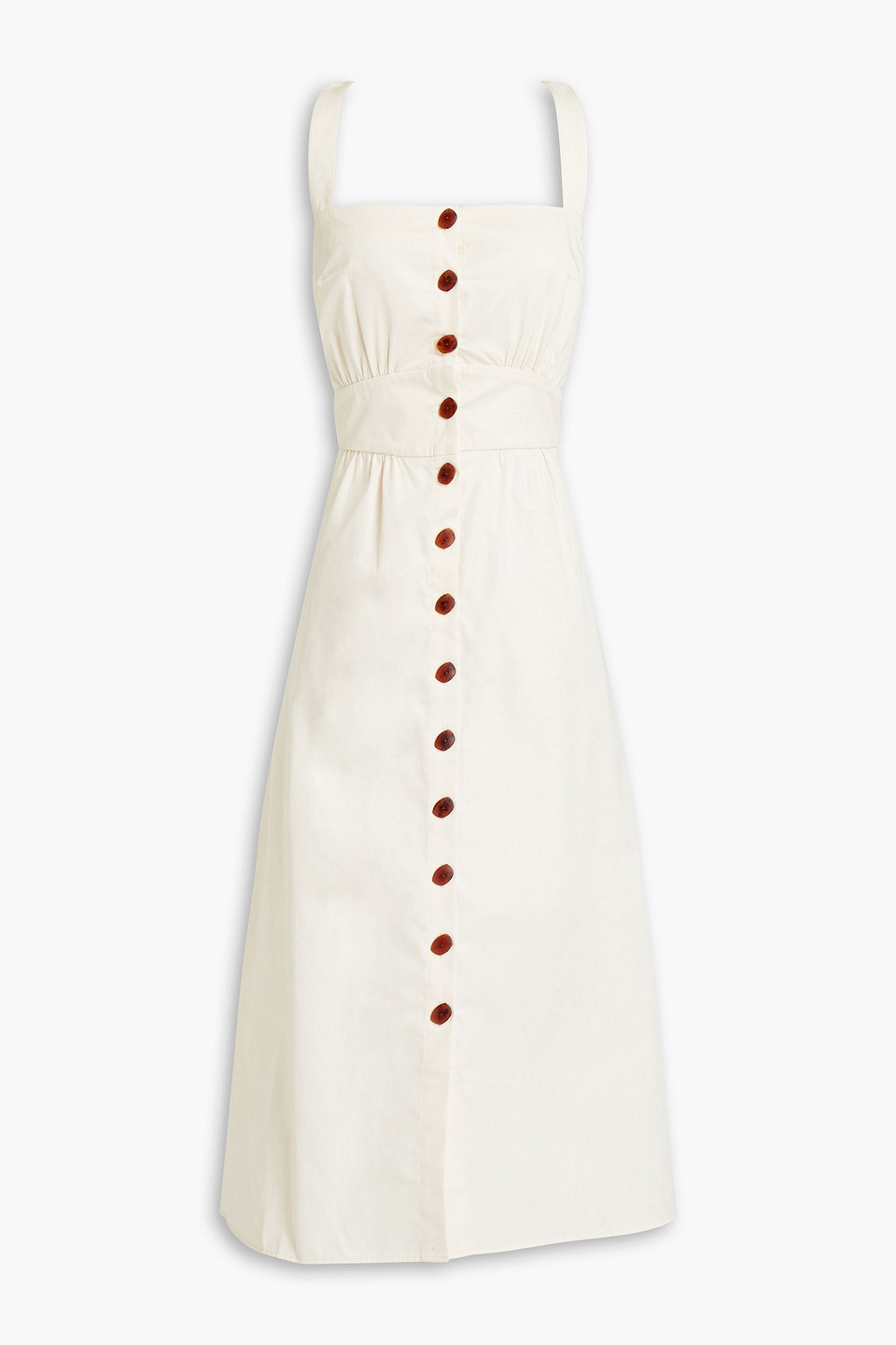 ba&sh - open-back gathered cotton-poplin midi dress - white - 0