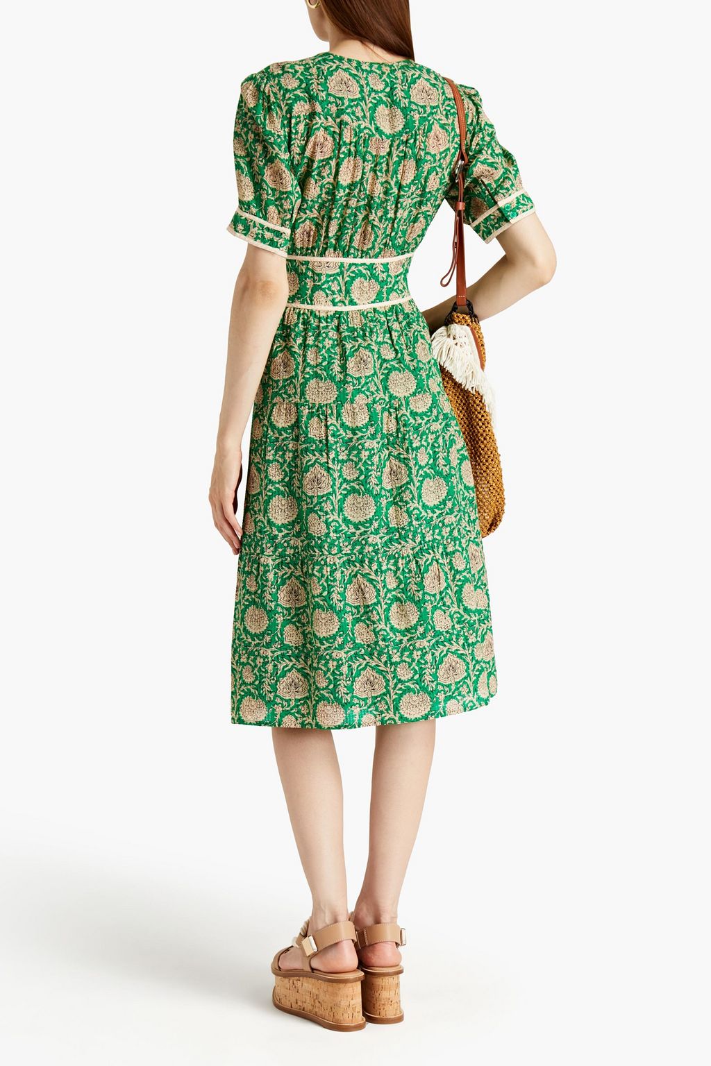 BA&SH Plume gathered floral-print mousseline dress