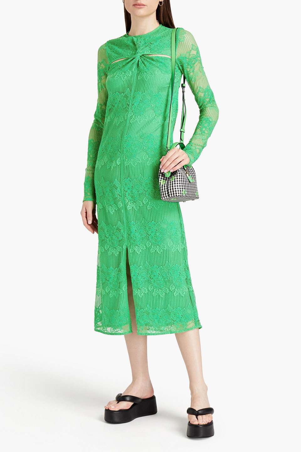 Ganni Floral & Geometric Lace Cutout Midi Dress In Green | ModeSens Ganni Floral & Geometric Lace Cutout Midi Dress In Green | ModeSens