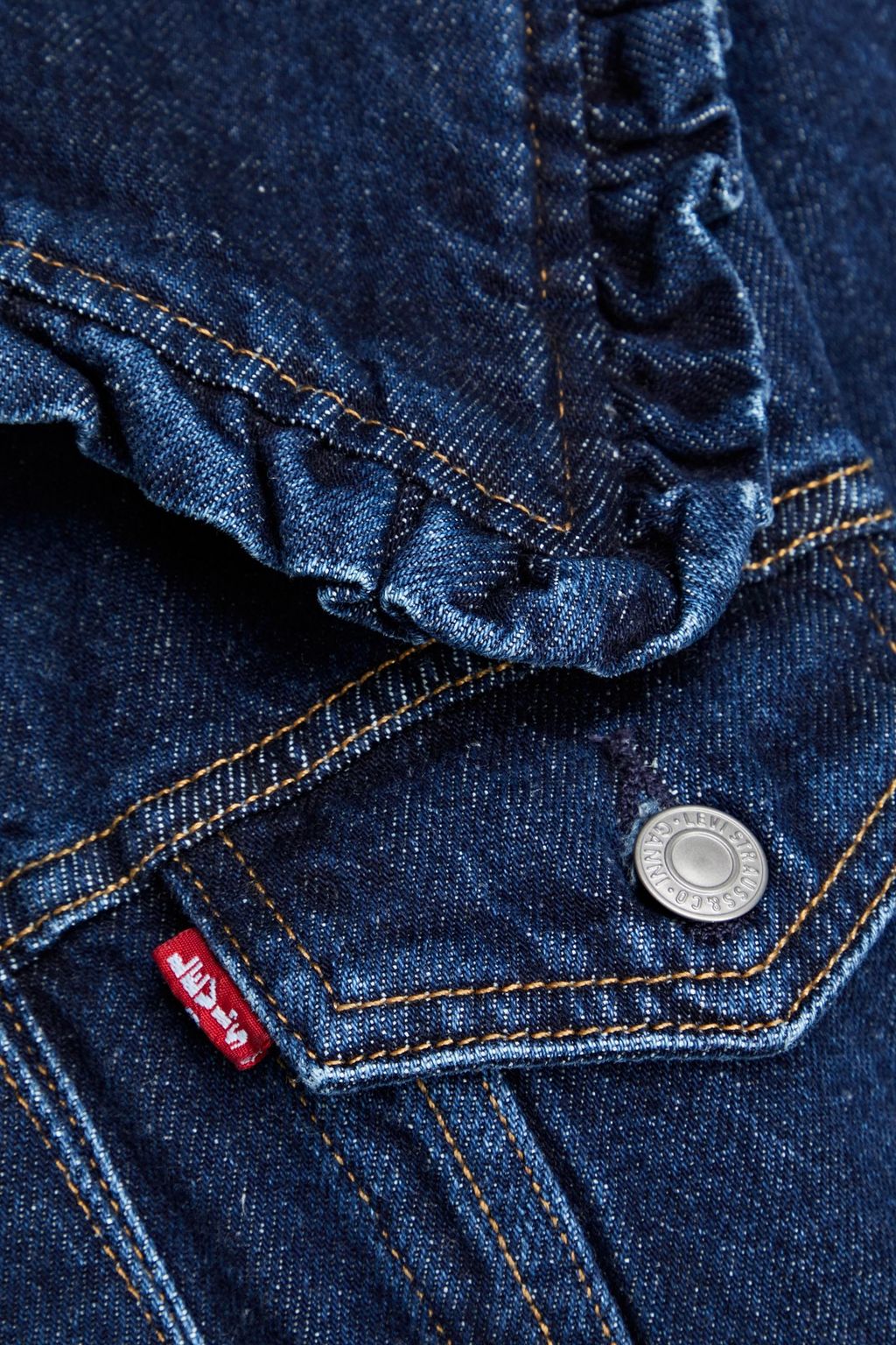 GANNI X LEVI'S Ruffle-trimmed cotton and hemp-blend denim shirt dress