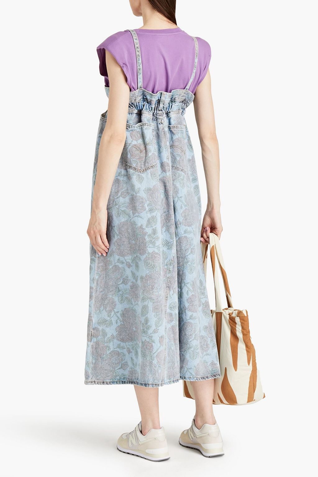 GANNI X LEVI'S Gathered floral-print denim midi dress