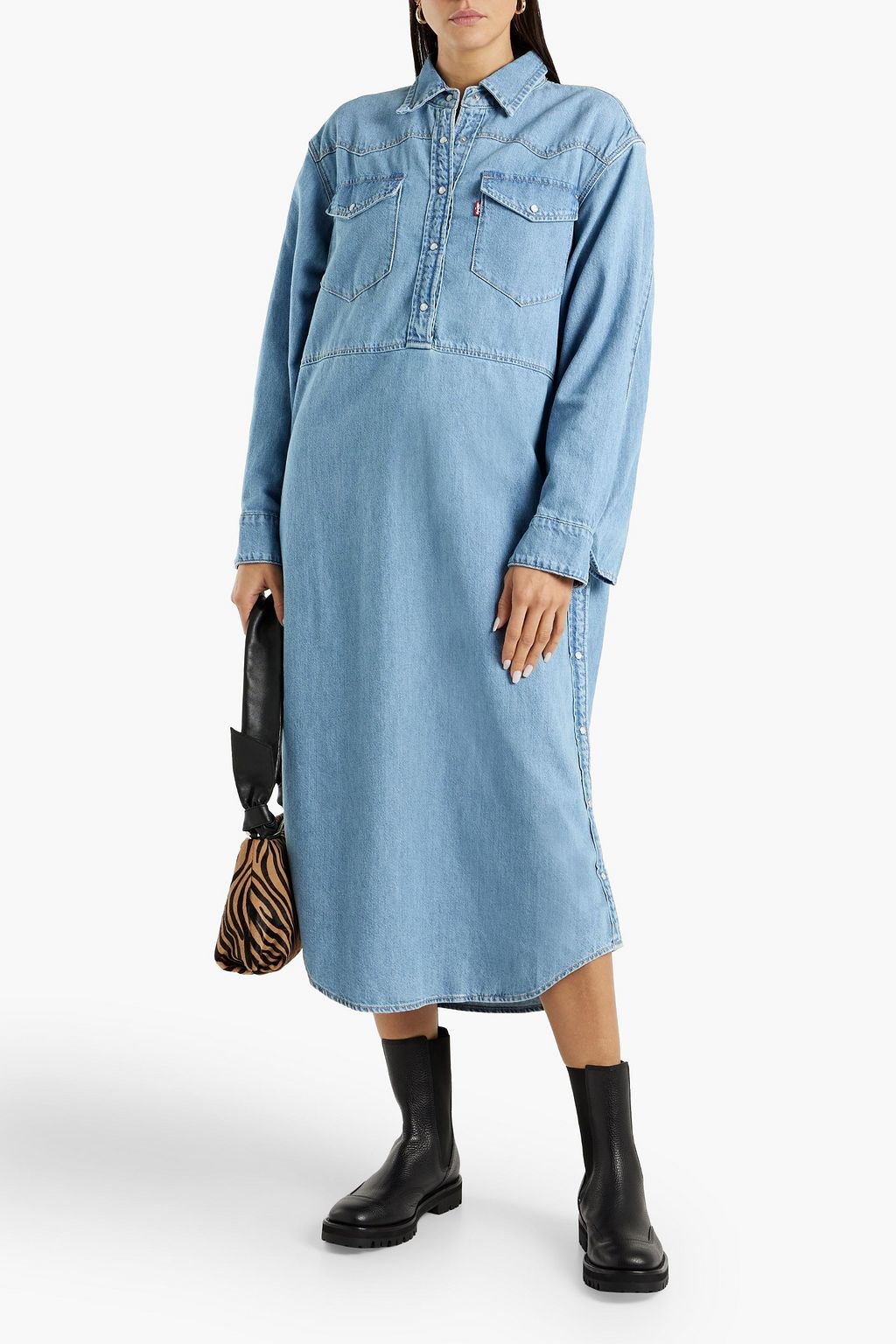 GANNI X LEVI'S Cotton and hemp-blend denim shirt dress