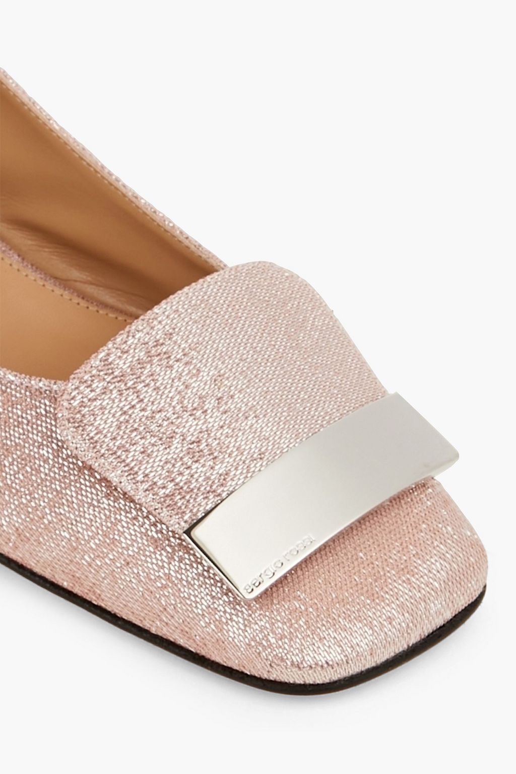 SERGIO ROSSI Embellished lamé ballet flats