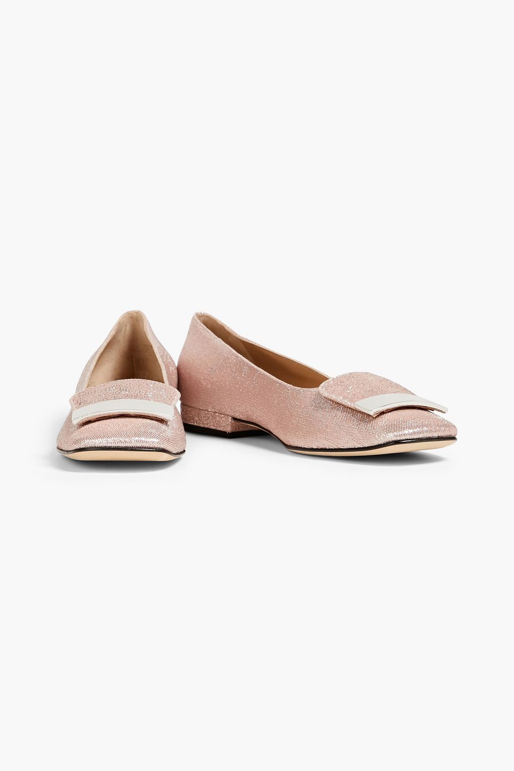 SERGIO ROSSI Embellished lamé ballet flats