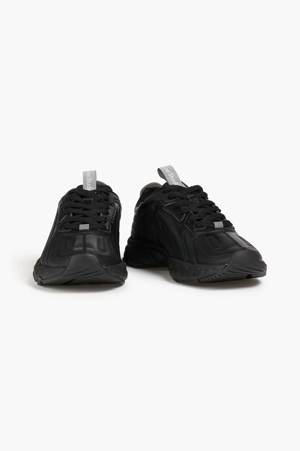 Acne Studios Logo-appliquéd Faux Leather And Rubber Trainers In Black