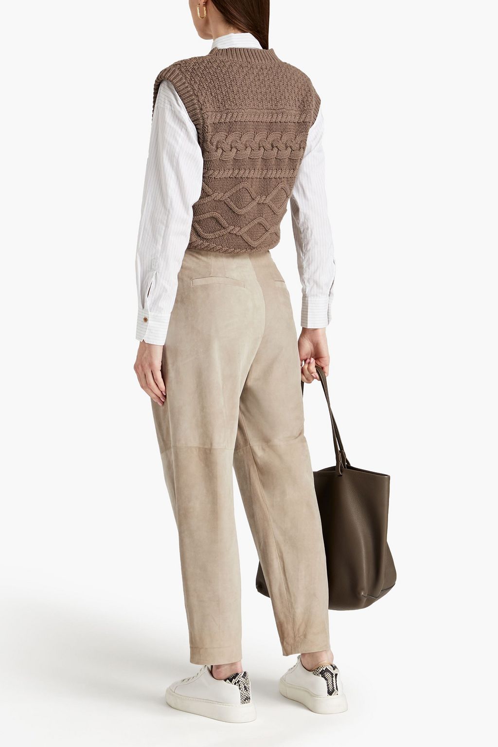BRUNELLO CUCINELLI Pleated suede tapered pants