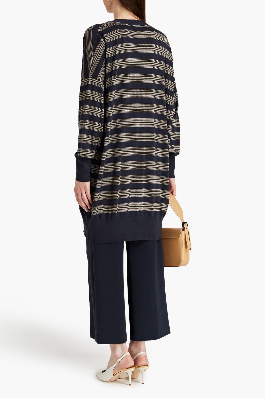 BRUNELLO CUCINELLI Gestreifter Oversized-Cardigan aus einer Woll-Kaschmirmischung mit Metallic-Effekt