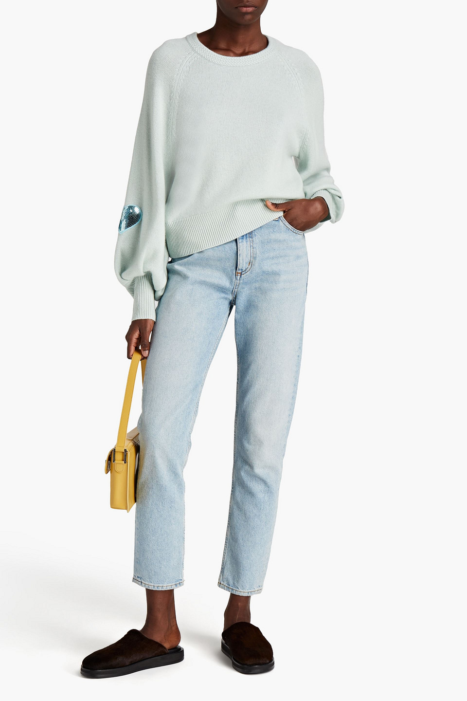 Loveshackfancy Ashland Sequin-embellished Wool And Cashmere-blend Jumper In Blue