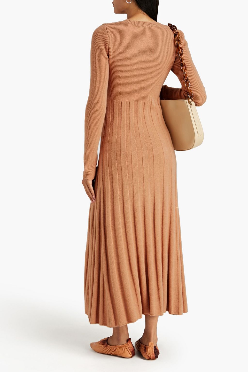 Pleated wool-blend maxi dress