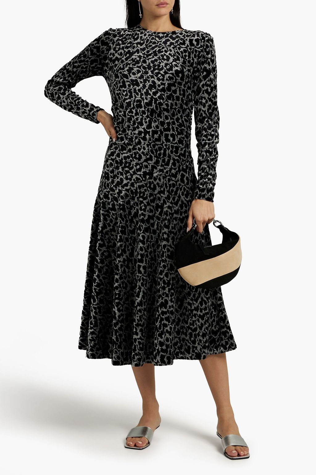 BY MALENE BIRGER ベルベットジャカード ミディワンピース メタリック