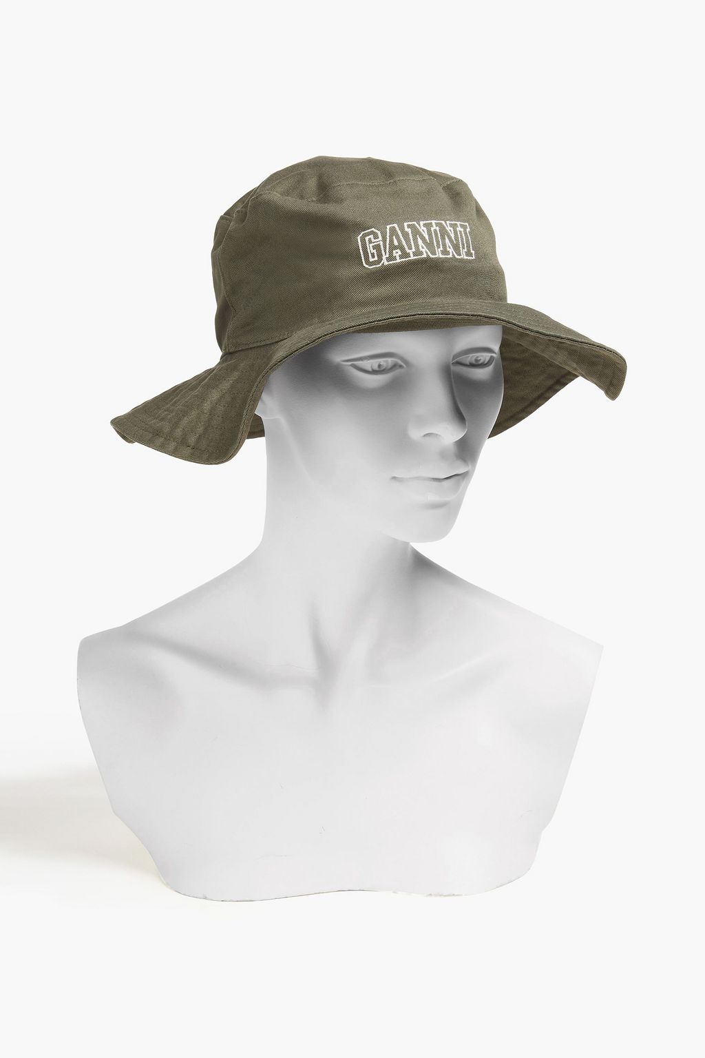 GANNI Embroidered organic cotton-gabardine bucket hat