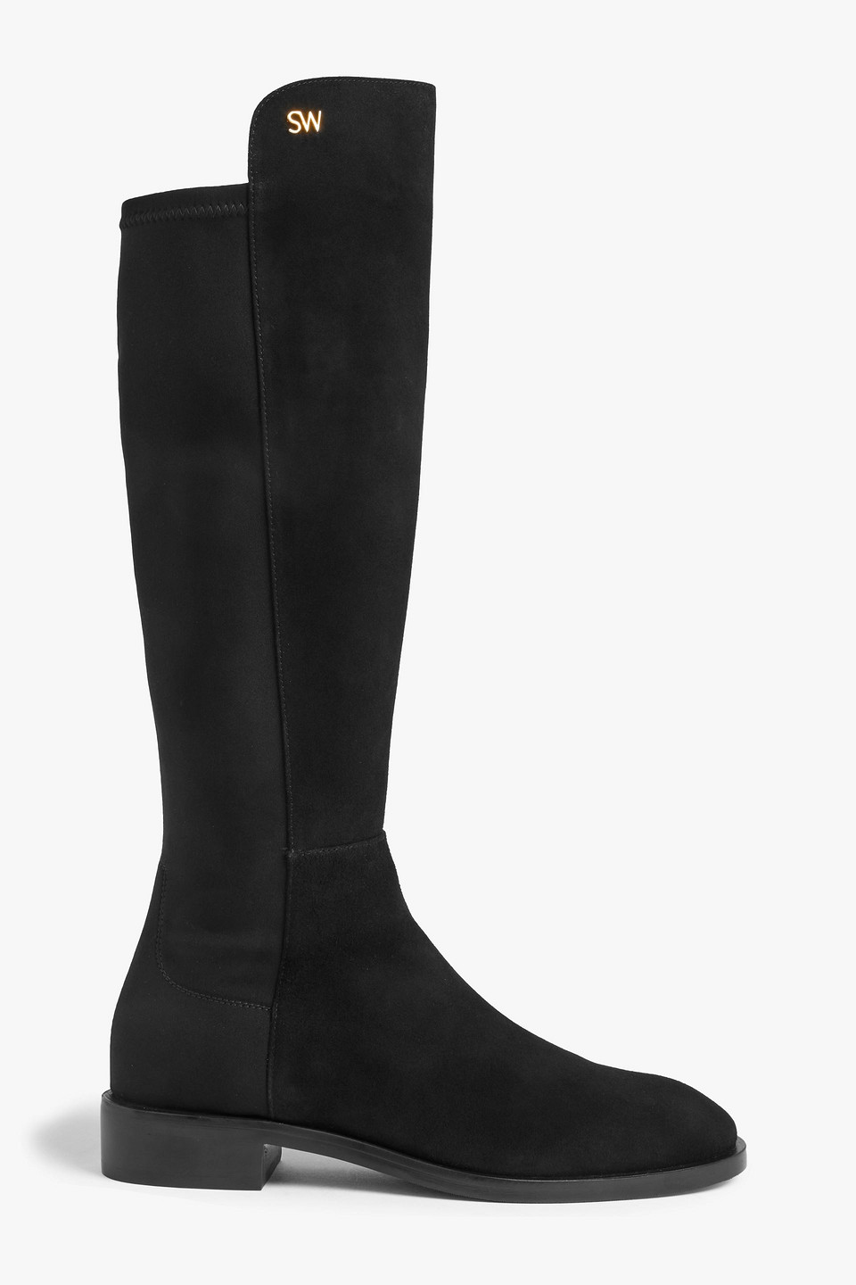 Stuart Weitzman Keelan City Suede And Neoprene Knee Boots In Black