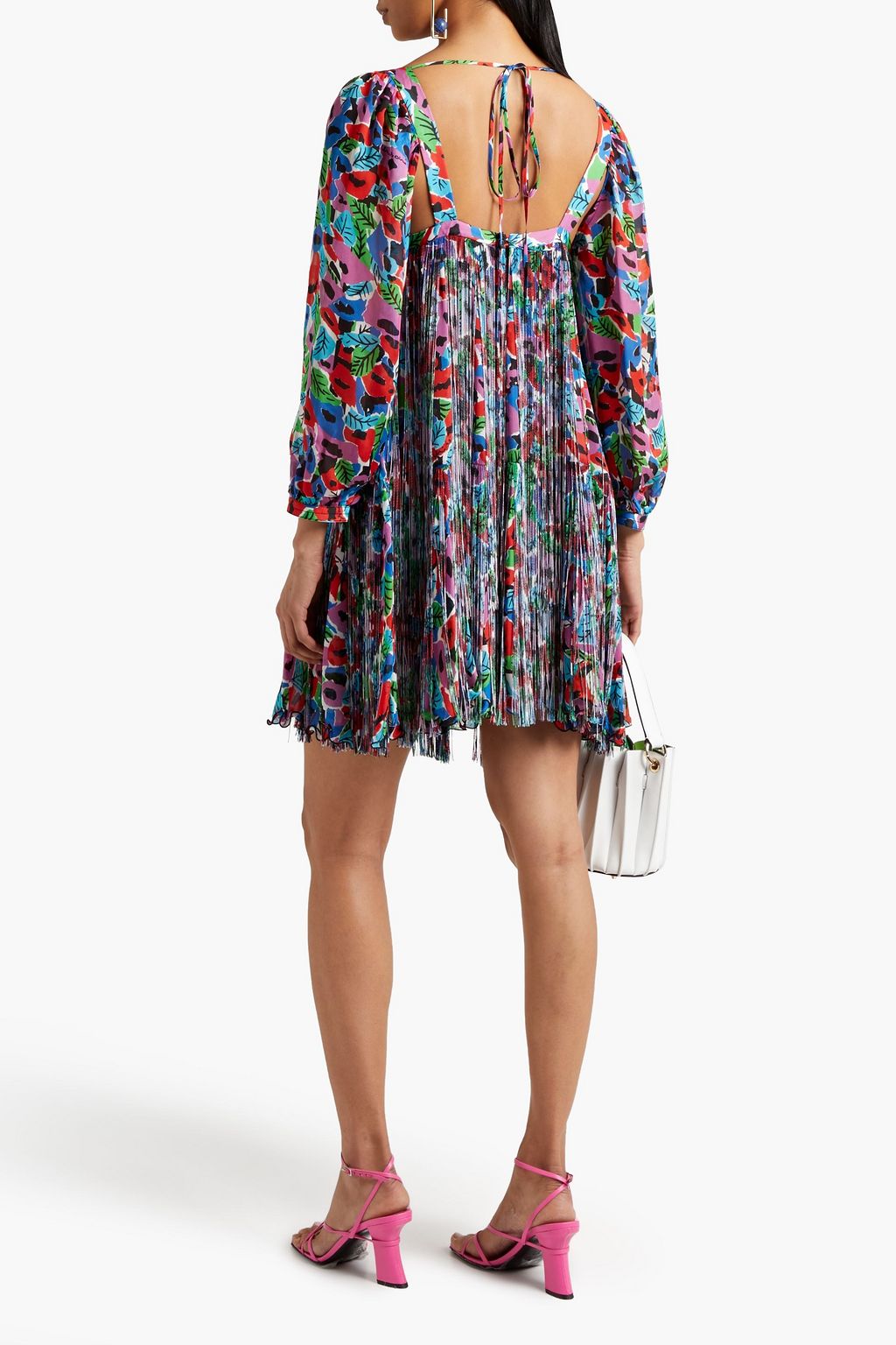 MISSONI Fringed floral-print silk chiffon mini dress