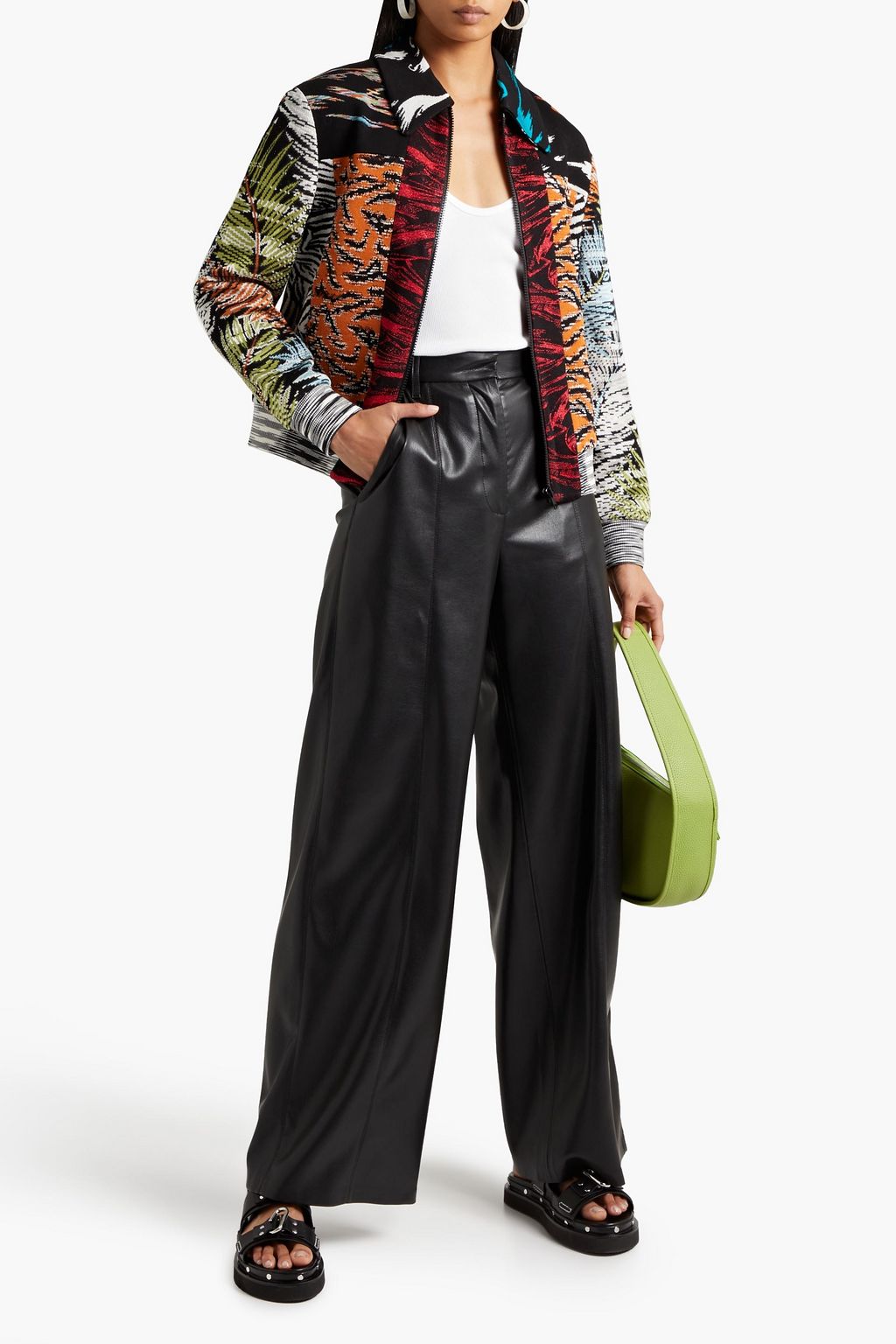 MISSONI Paneled jacquard-knit bomber jacket